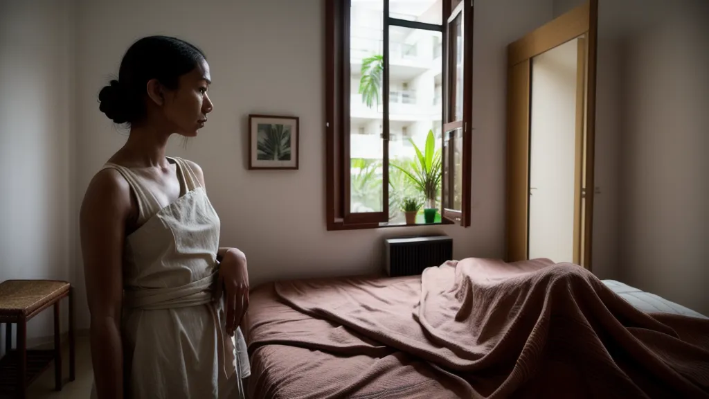Humidificador con vapor junto a la cama, ayuda nocturna para la sequedad de boca por ansiedad relacional