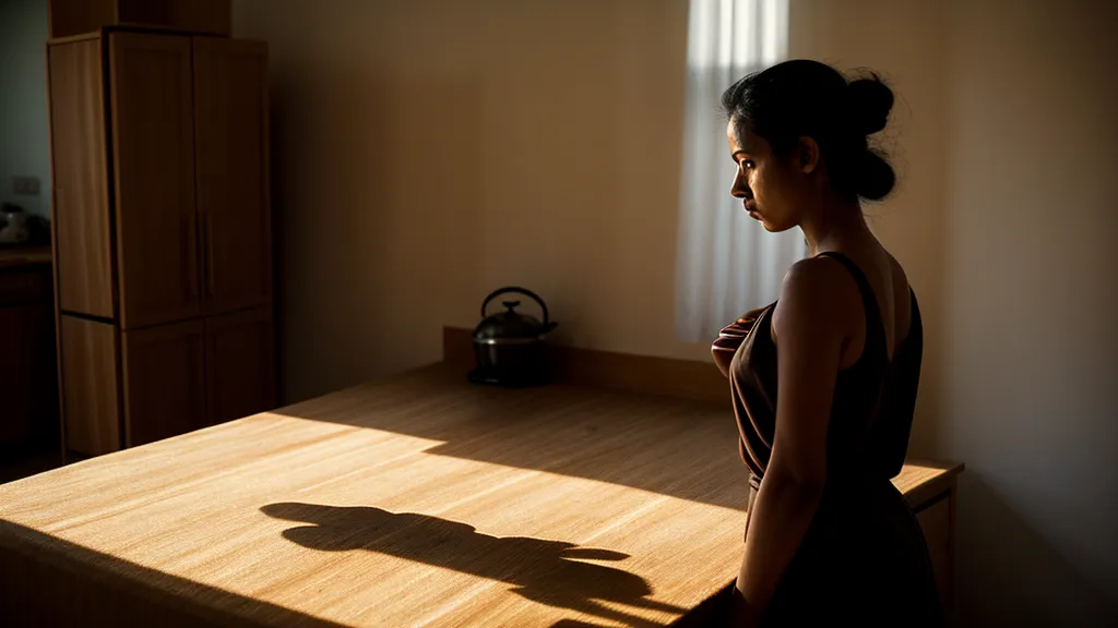 Manos entrelazadas de una mujer procesando la somatización de un conflicto de pareja en el regazo