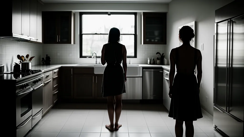 Vista de una cocina en silencio durante la noche en Paraguay